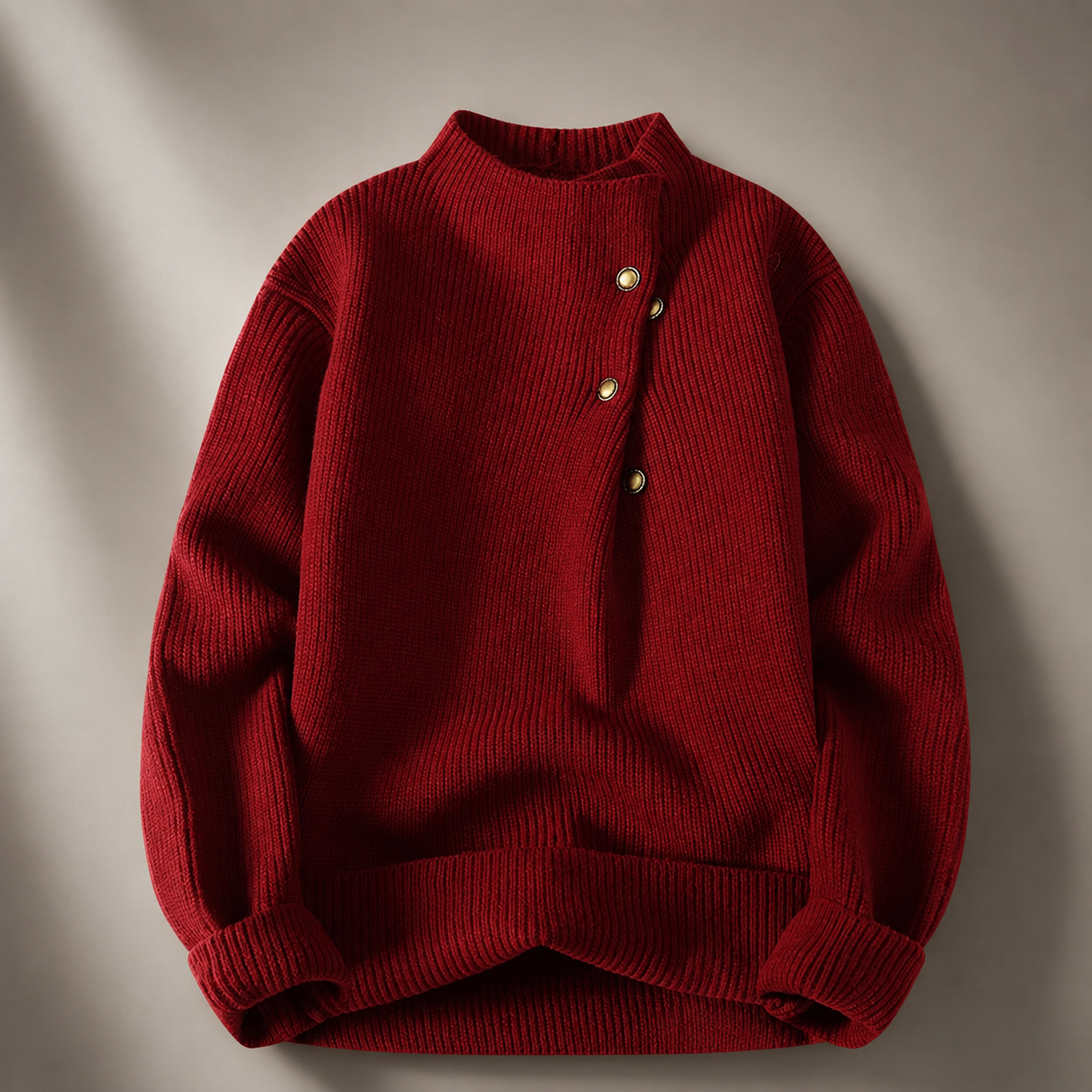 Matteo Men's Knit Turtleneck Sweater – Button Detail Pullover