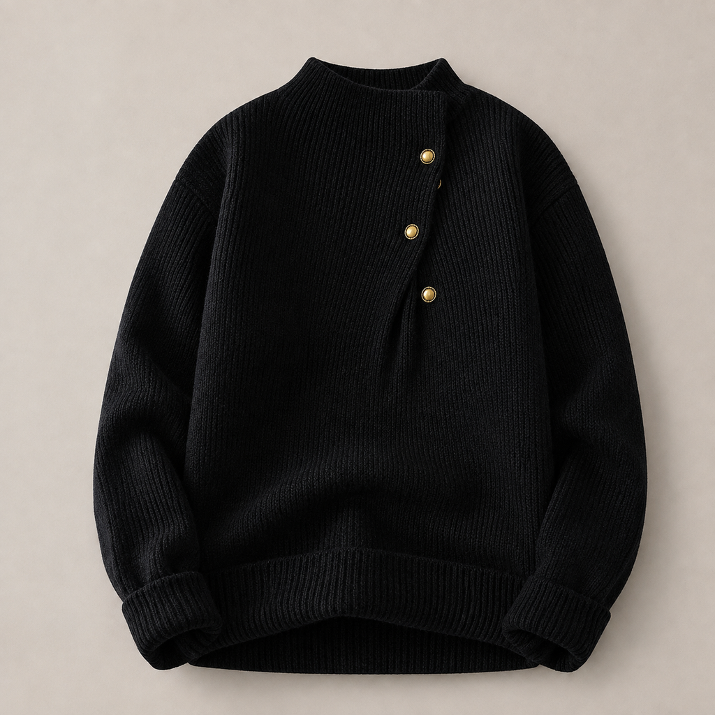 Matteo Men's Knit Turtleneck Sweater – Button Detail Pullover