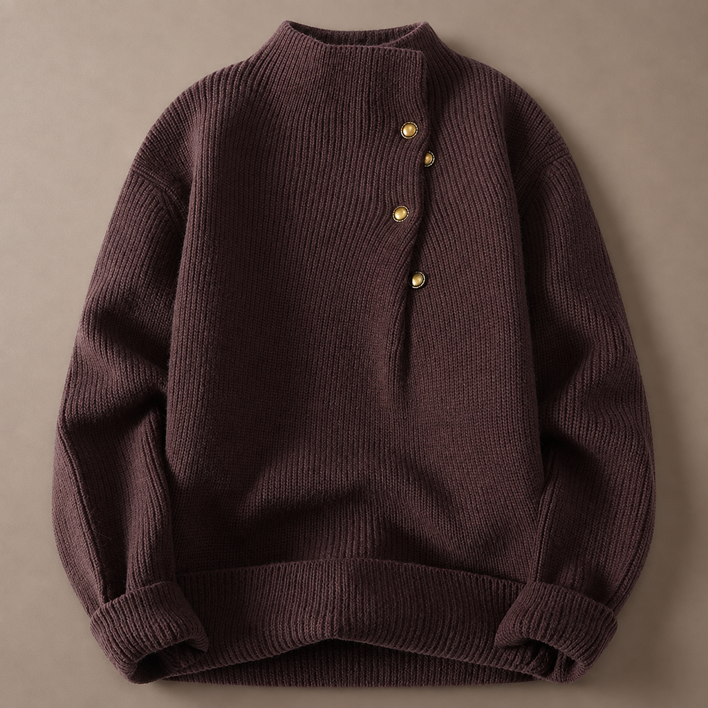 Matteo Men's Knit Turtleneck Sweater – Button Detail Pullover