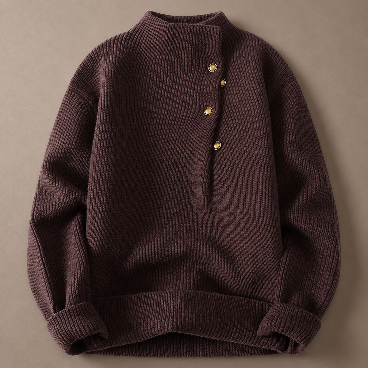 Matteo Men's Knit Turtleneck Sweater – Button Detail Pullover