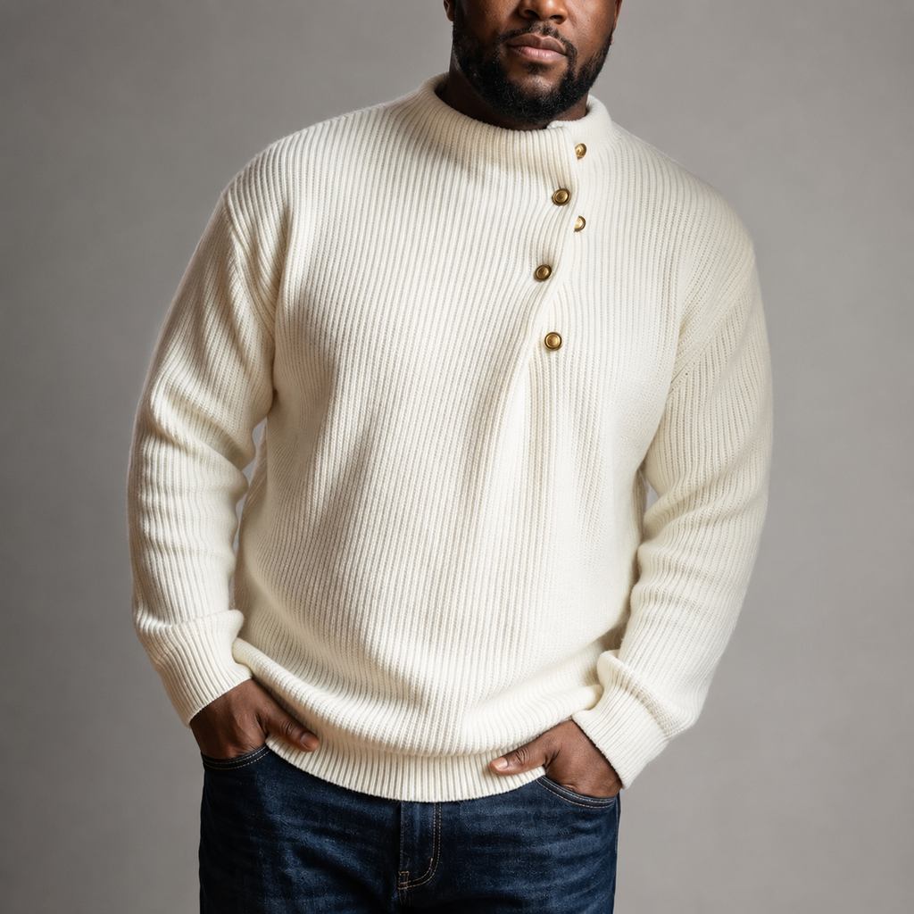 Matteo Men's Knit Turtleneck Sweater – Button Detail Pullover