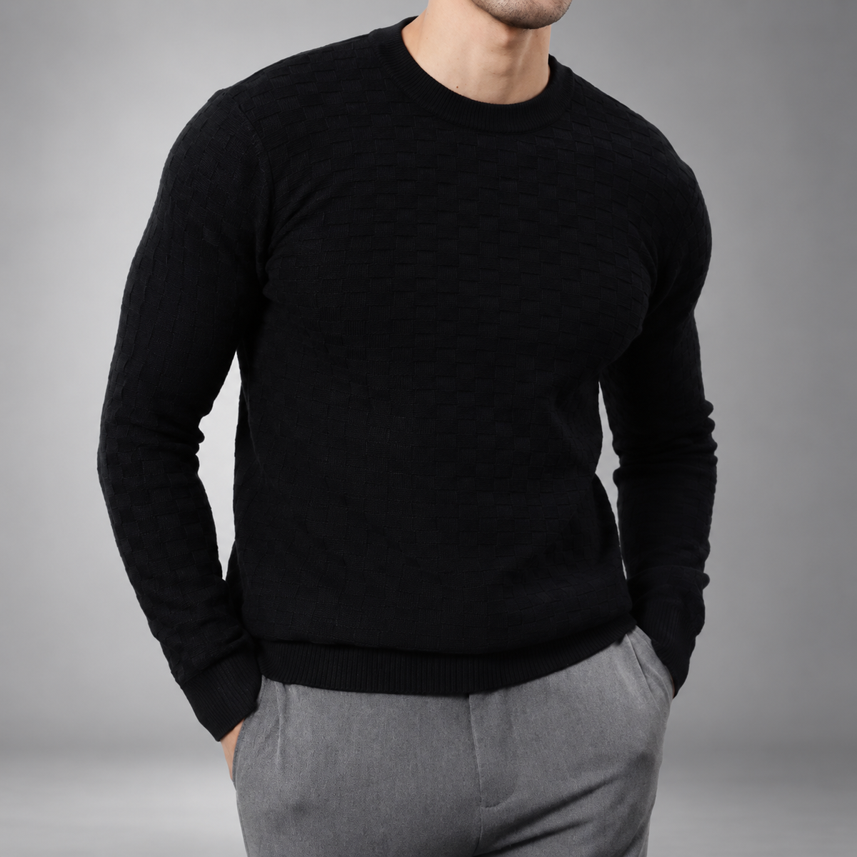 Matteo Textured Knit Crewneck Sweater