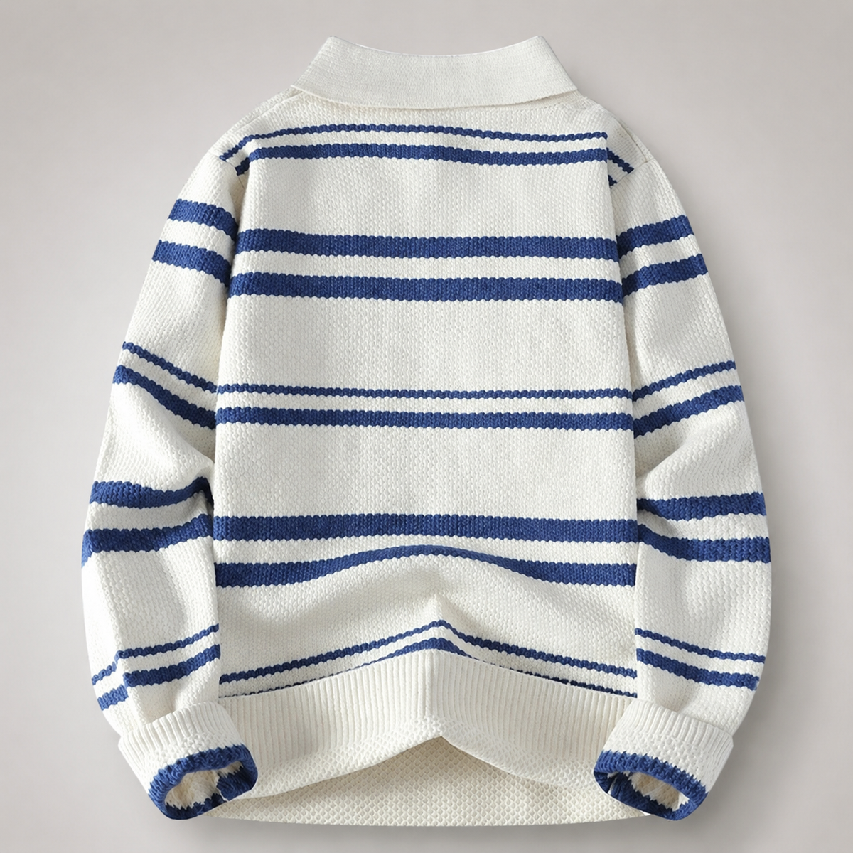 Maverick Collared Striped Knit Polo Sweater