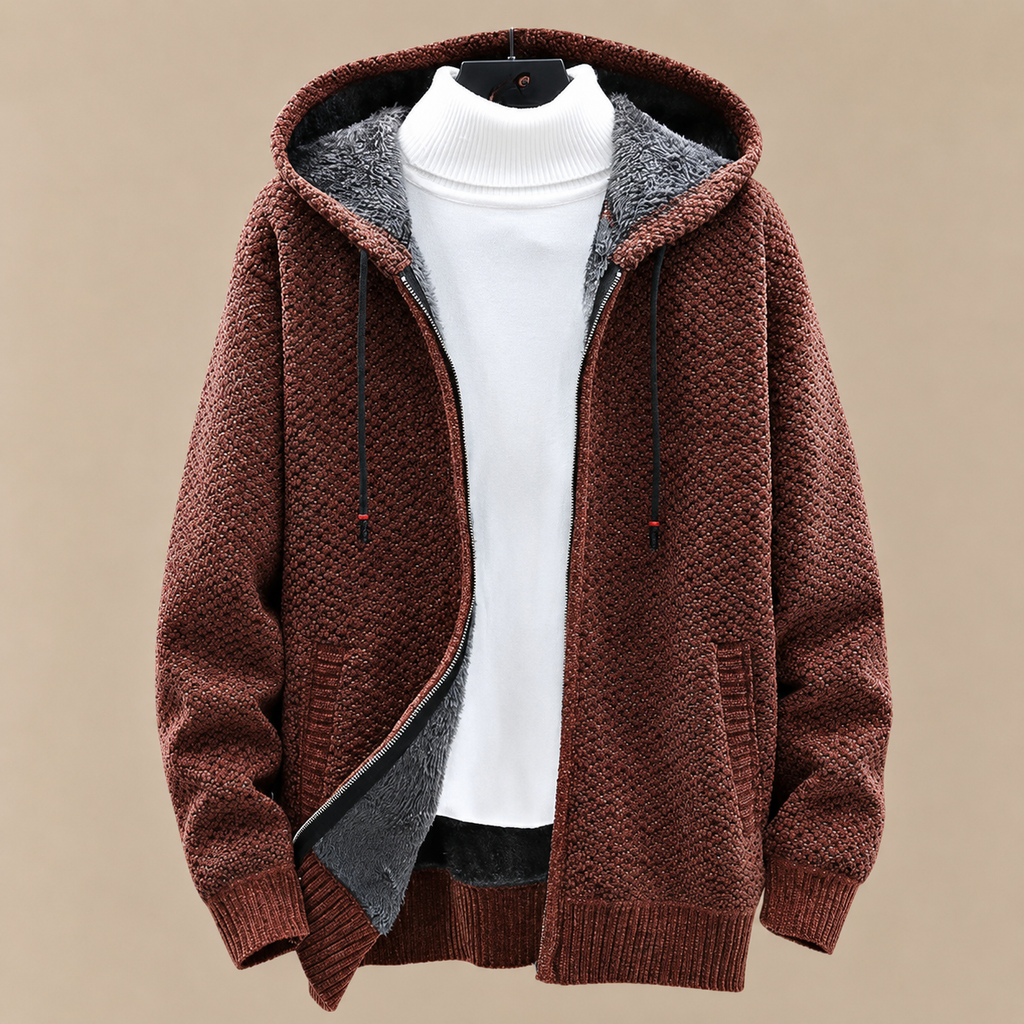 Mercer Men’s Fleece-Lined Knit Zip-Up Hoodie
