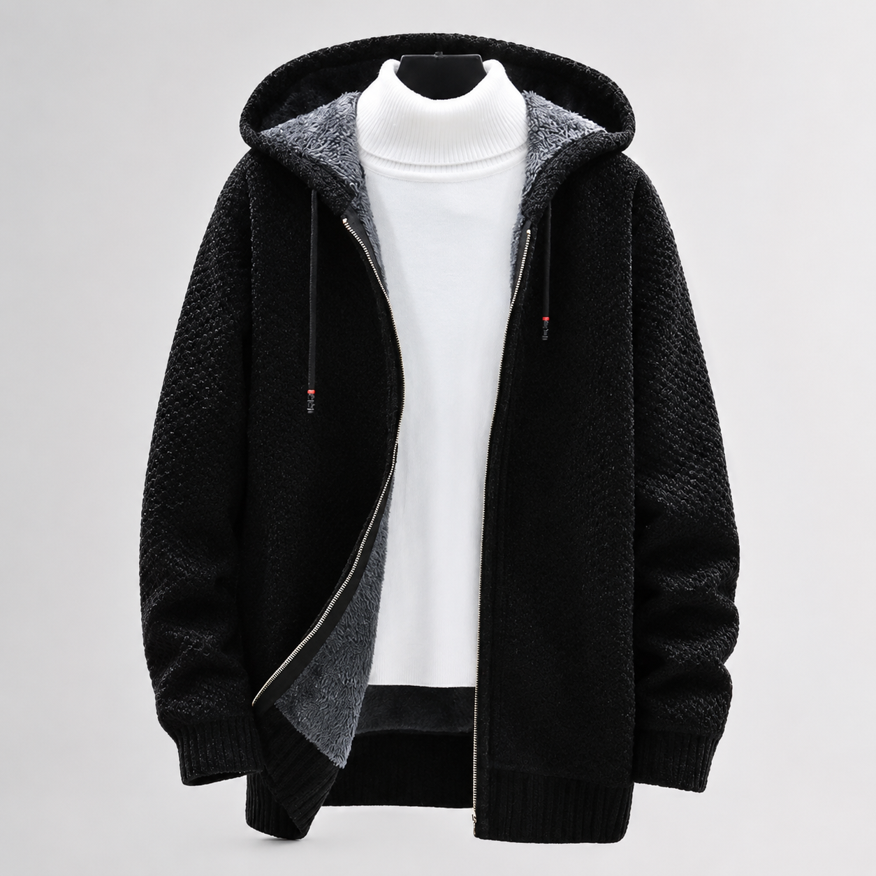 Mercer Men’s Fleece-Lined Knit Zip-Up Hoodie