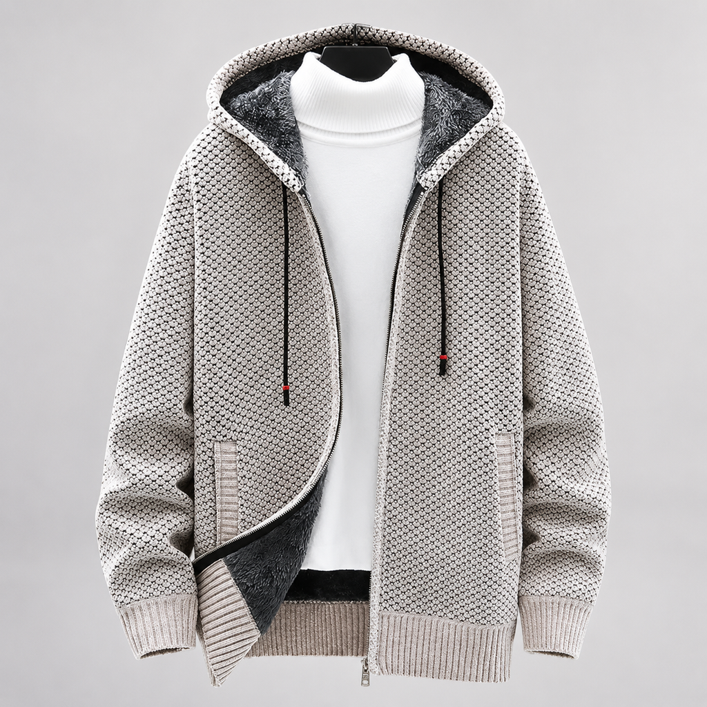 Mercer Men’s Fleece-Lined Knit Zip-Up Hoodie