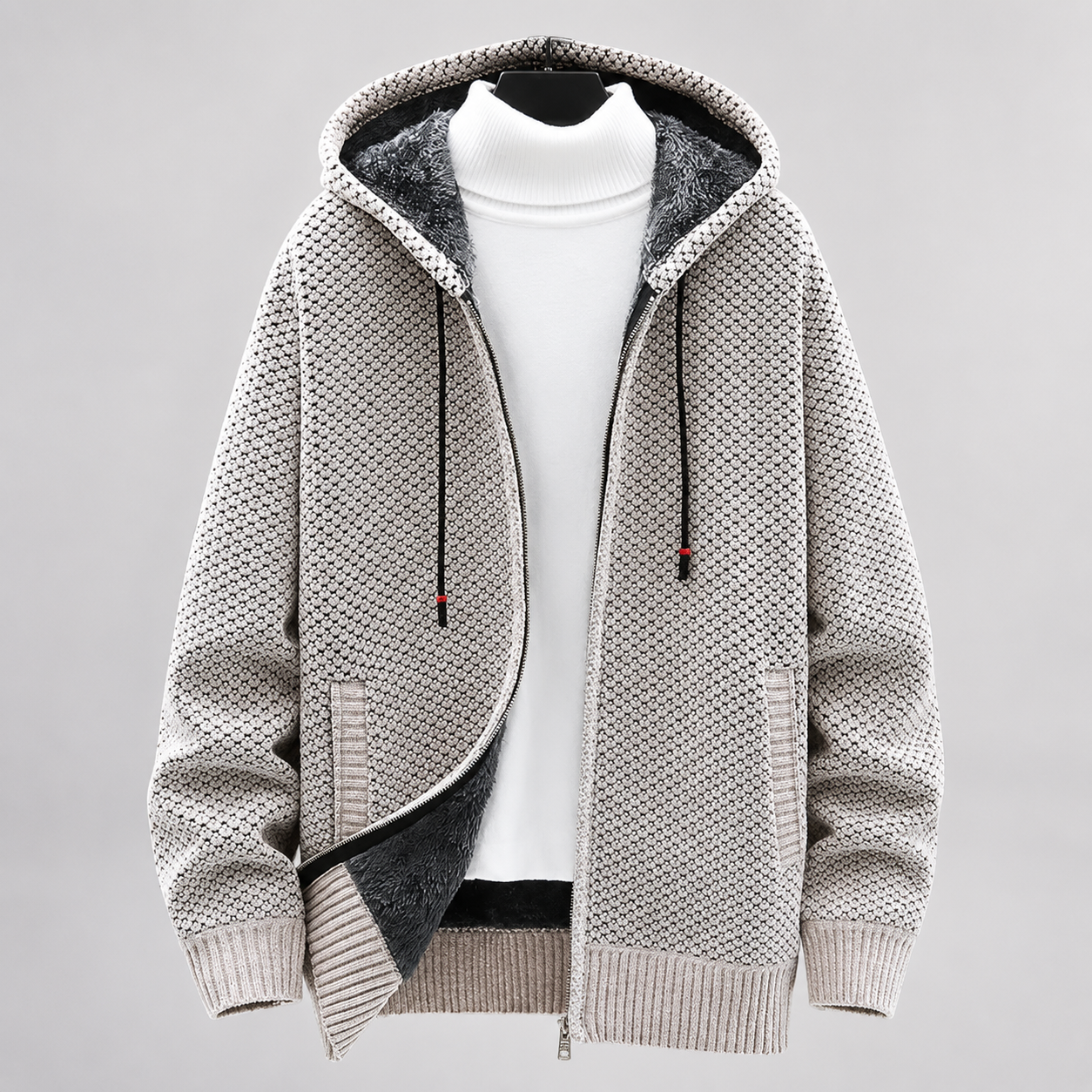 Mercer Men’s Fleece-Lined Knit Zip-Up Hoodie