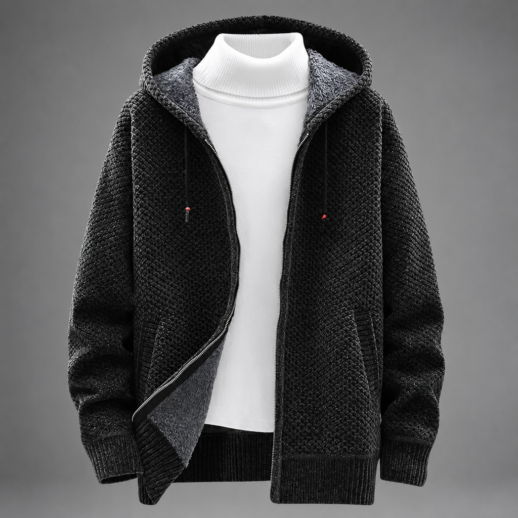 Mercer Men’s Fleece-Lined Knit Zip-Up Hoodie