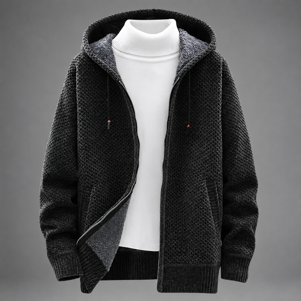 Mercer Men’s Fleece-Lined Knit Zip-Up Hoodie