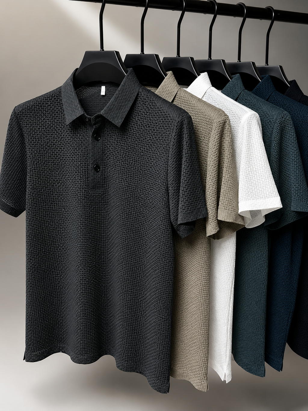 Miles Men’s Textured Mesh Polo Shirt
