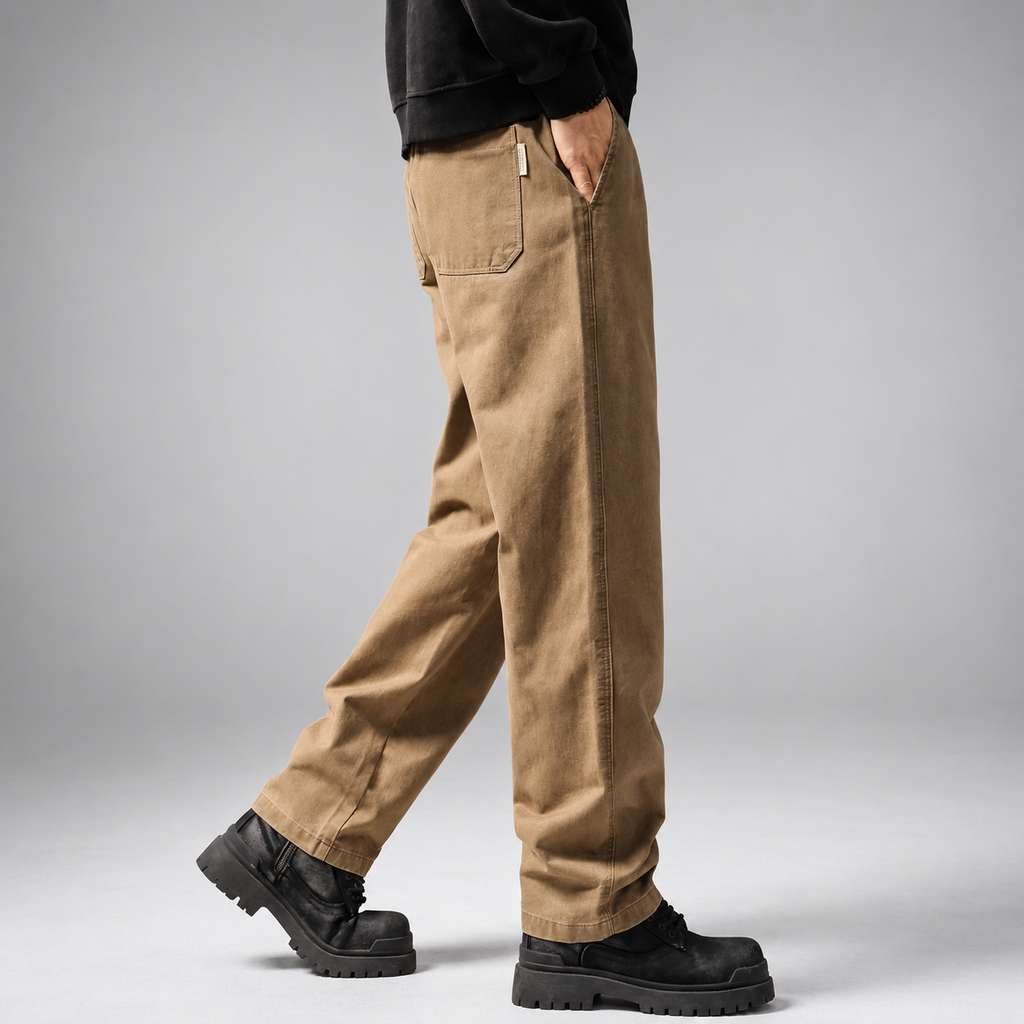 Pascal Men's Casual Straight-Leg Pants with Textured Finish