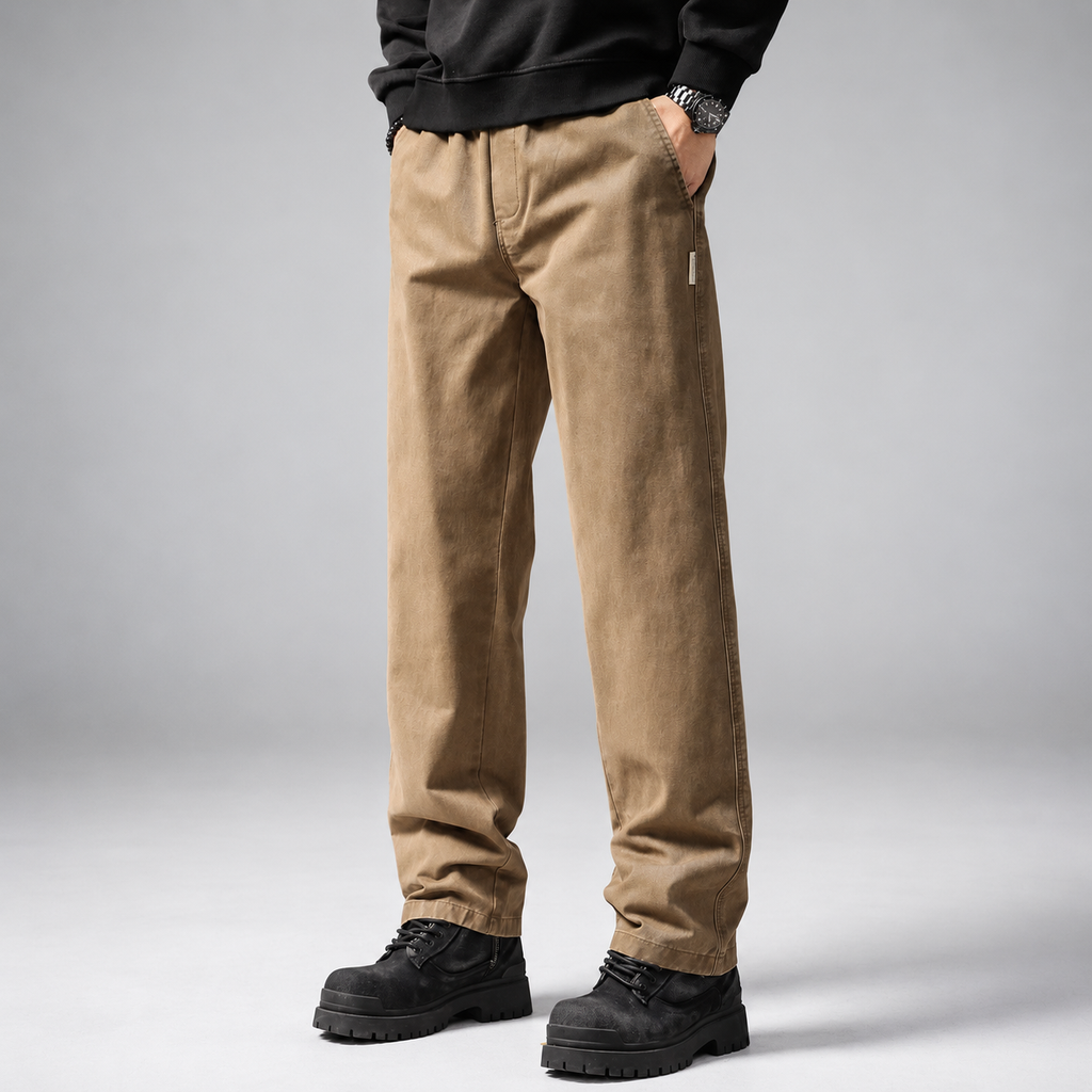 Pascal Men's Casual Straight-Leg Pants with Textured Finish