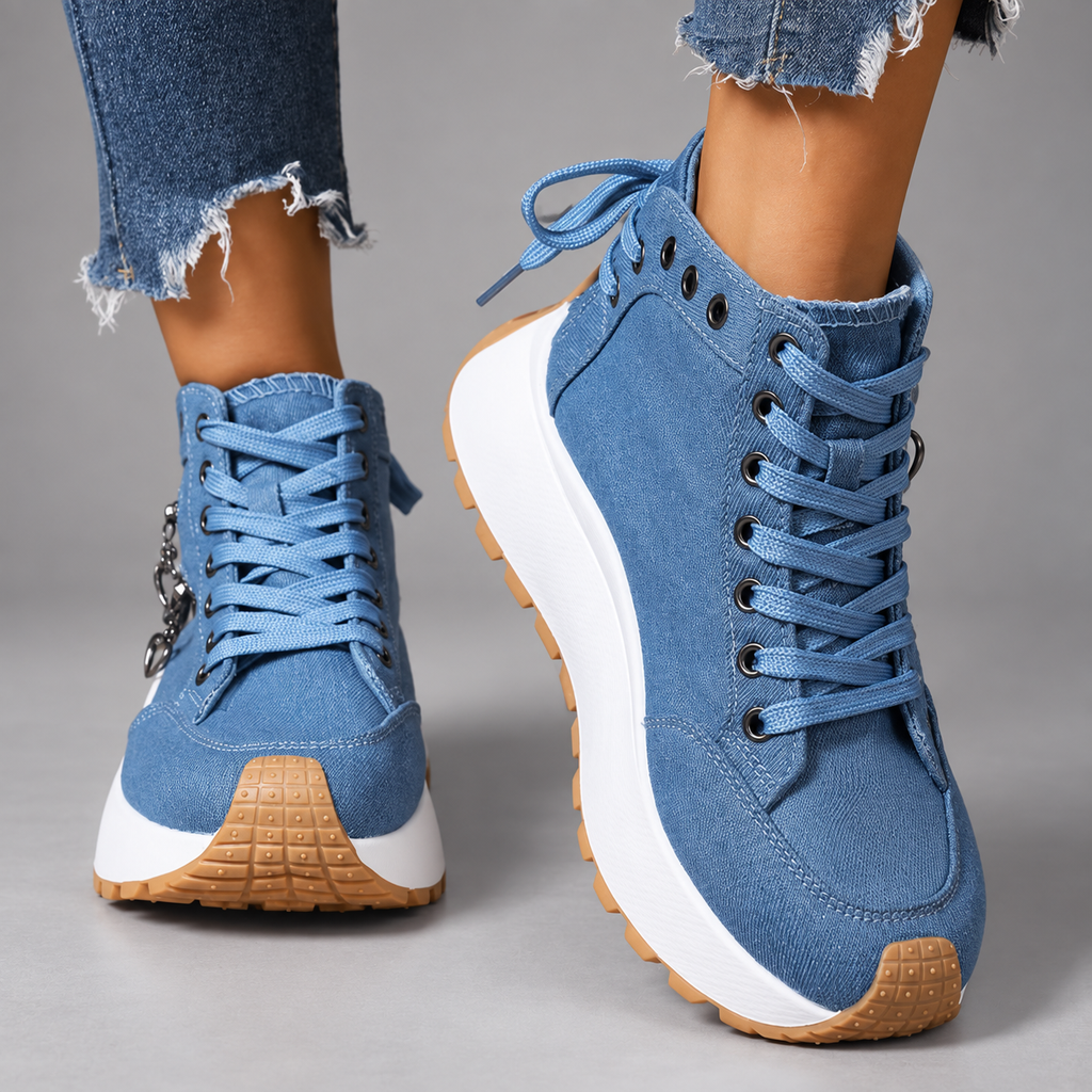 Mirella Women’s Canvas Platform High-Top Sneakers with Zipper Accents