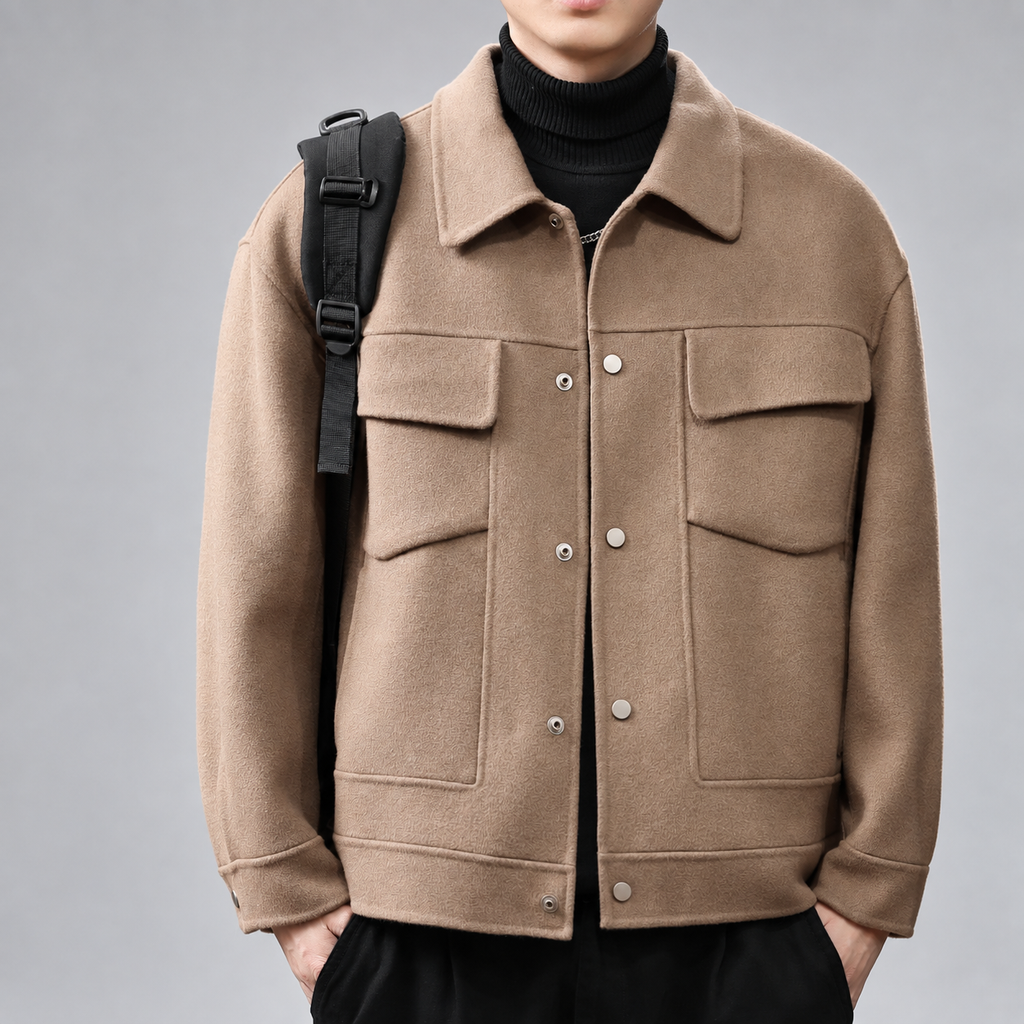 Fabien Men's Textured Snap-Front Jacket with Flap Chest Pockets