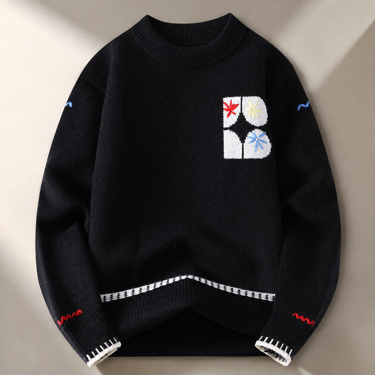 Monte Men’s Floral Graphic Crewneck Knit Sweater