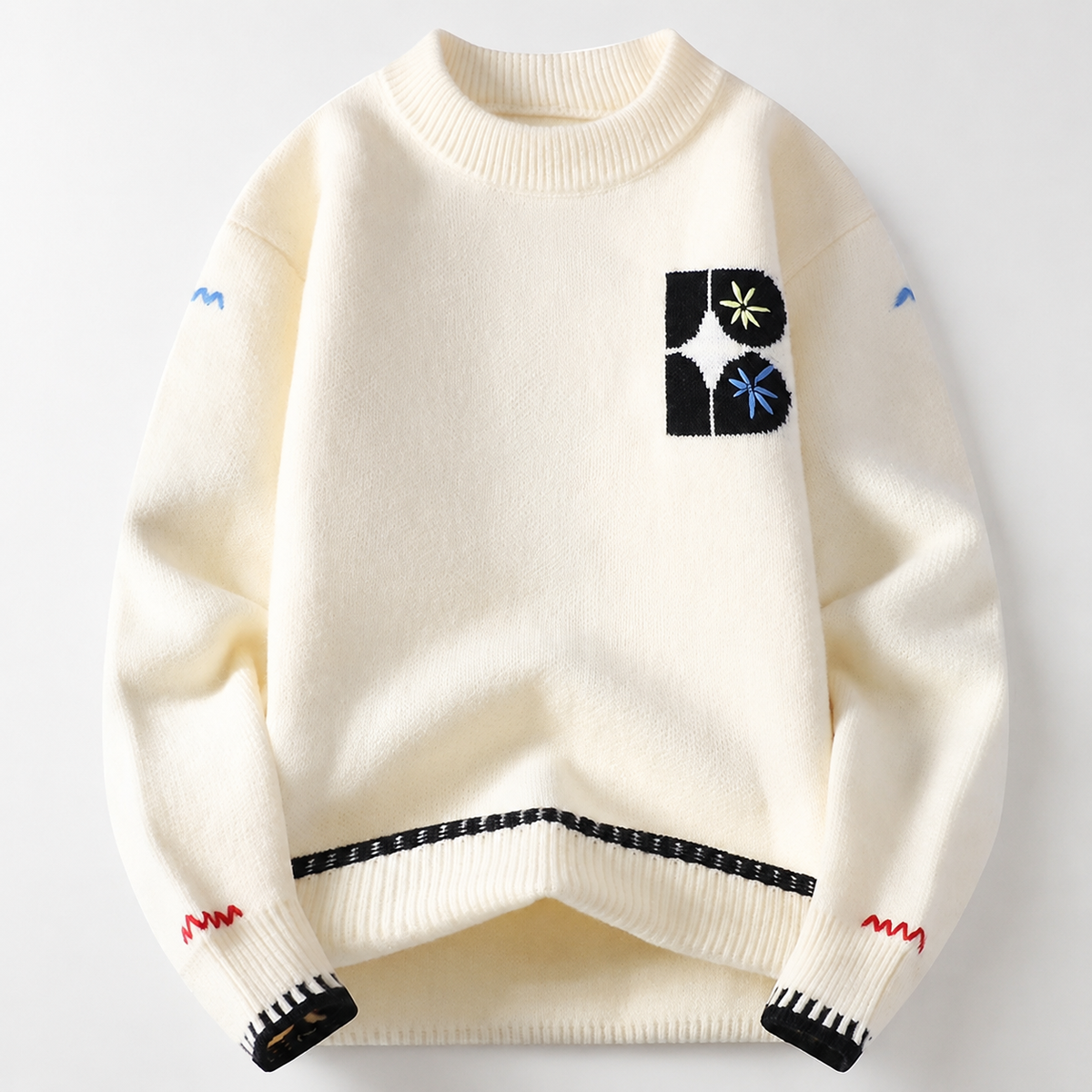 Monte Men’s Floral Graphic Crewneck Knit Sweater