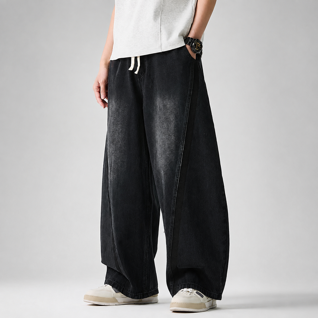 Nathan Men’s Wide-Leg Drawstring Denim Jeans