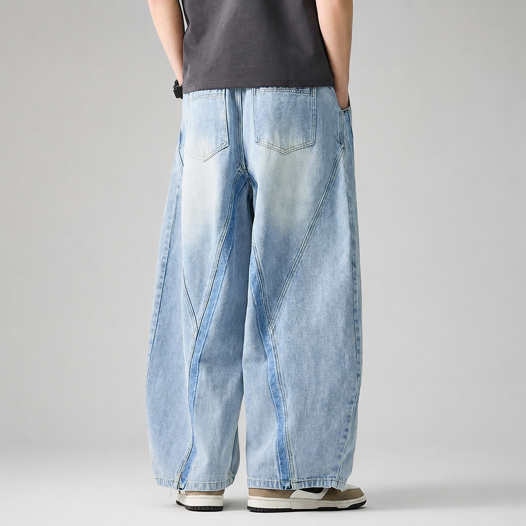 Nathan Men’s Wide-Leg Drawstring Denim Jeans