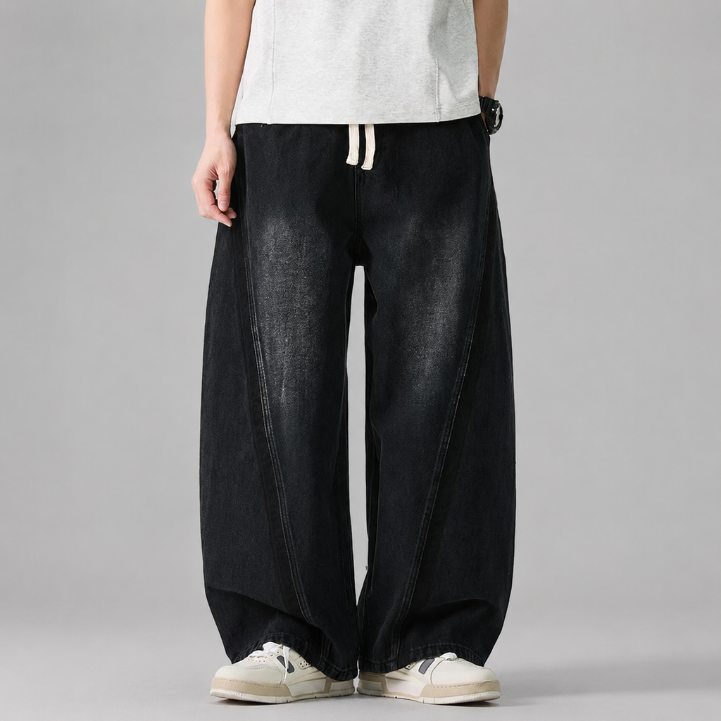 Nathan Men’s Wide-Leg Drawstring Denim Jeans