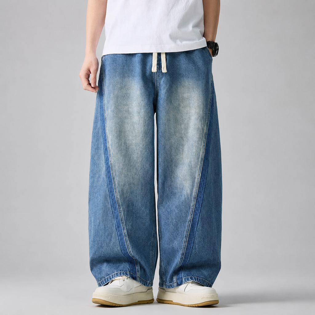 Nathan Men’s Wide-Leg Drawstring Denim Jeans