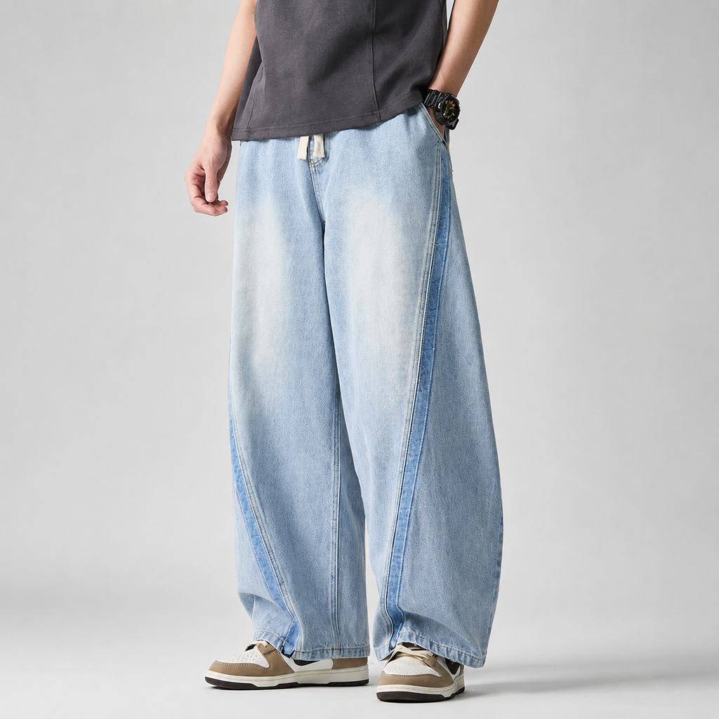 Nathan Men’s Wide-Leg Drawstring Denim Jeans