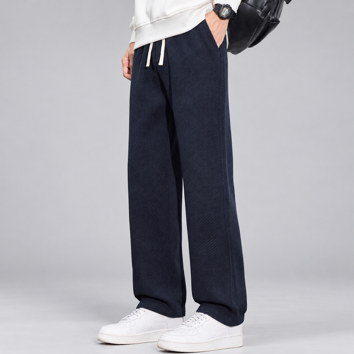 Thierry Men's Textured Wide-Leg Drawstring Pants