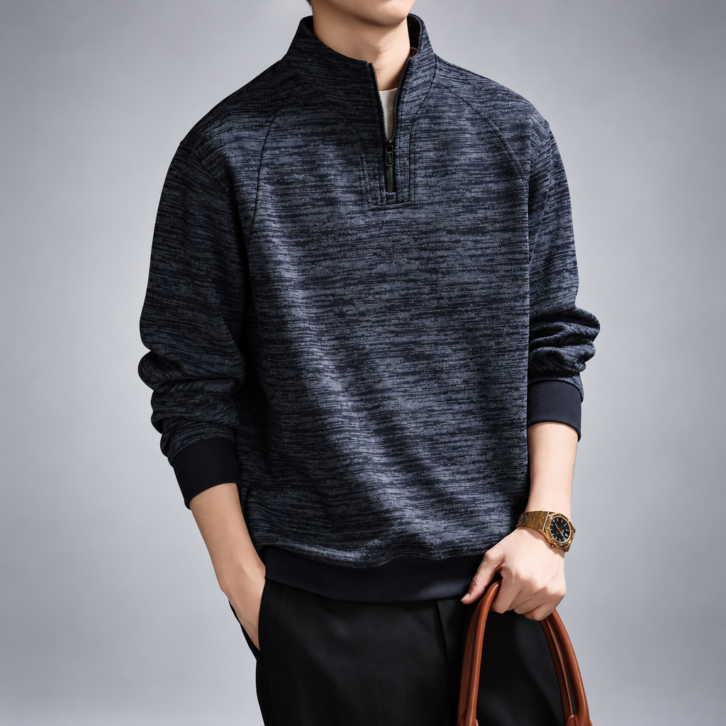 Niccolas Men's Heather Quarter-Zip Pullover with Stand Collar