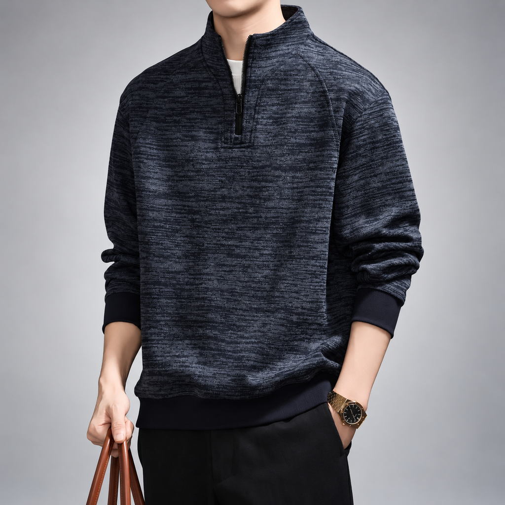 Niccolas Men's Heather Quarter-Zip Pullover with Stand Collar