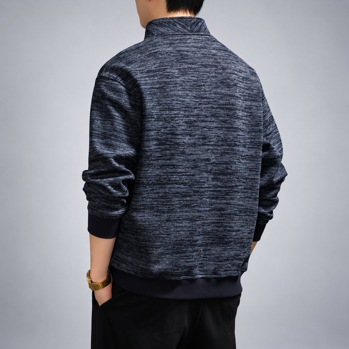 Niccolas Men's Heather Quarter-Zip Pullover with Stand Collar