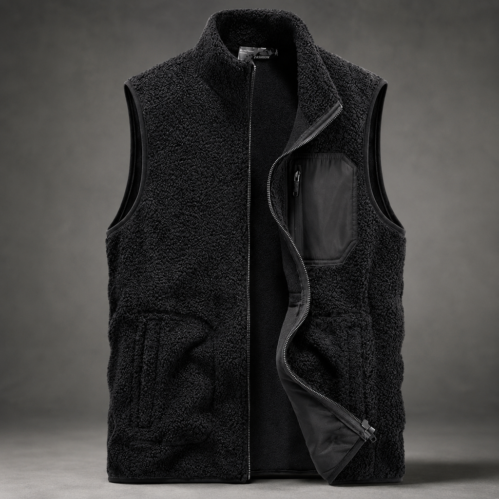 Nolan Men's Sherpa Fleece Vest – Full Zip Utility Winter Vest