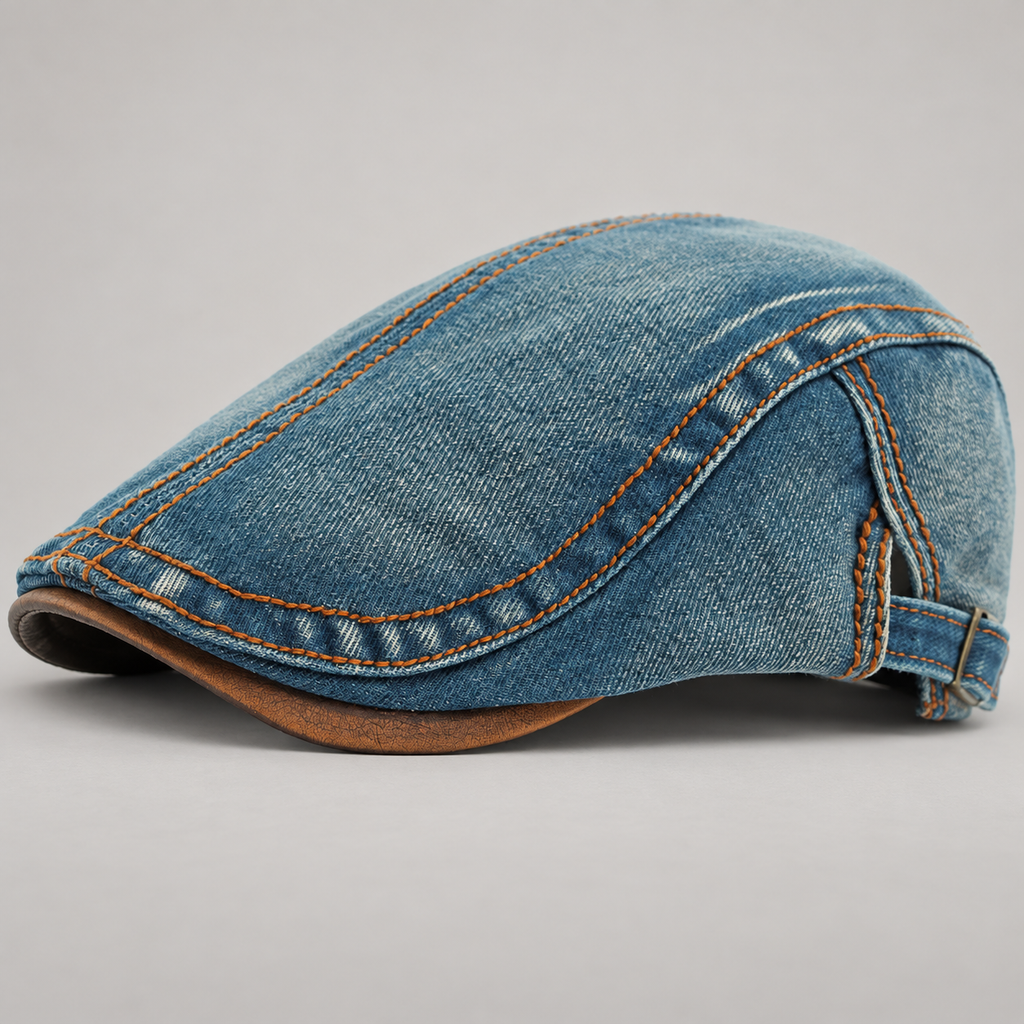 Nolan Washed Denim Flat Cap
