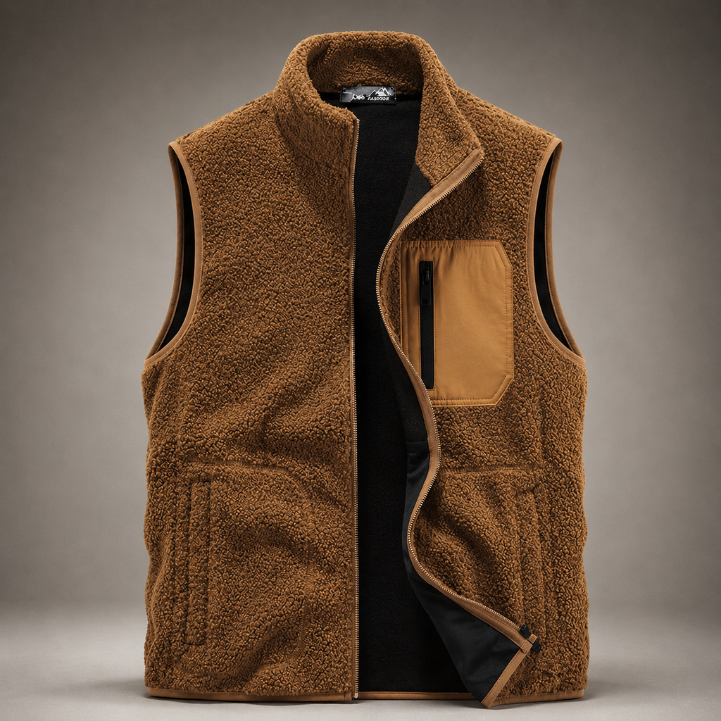 Nolan Men's Sherpa Fleece Vest – Full Zip Utility Winter Vest