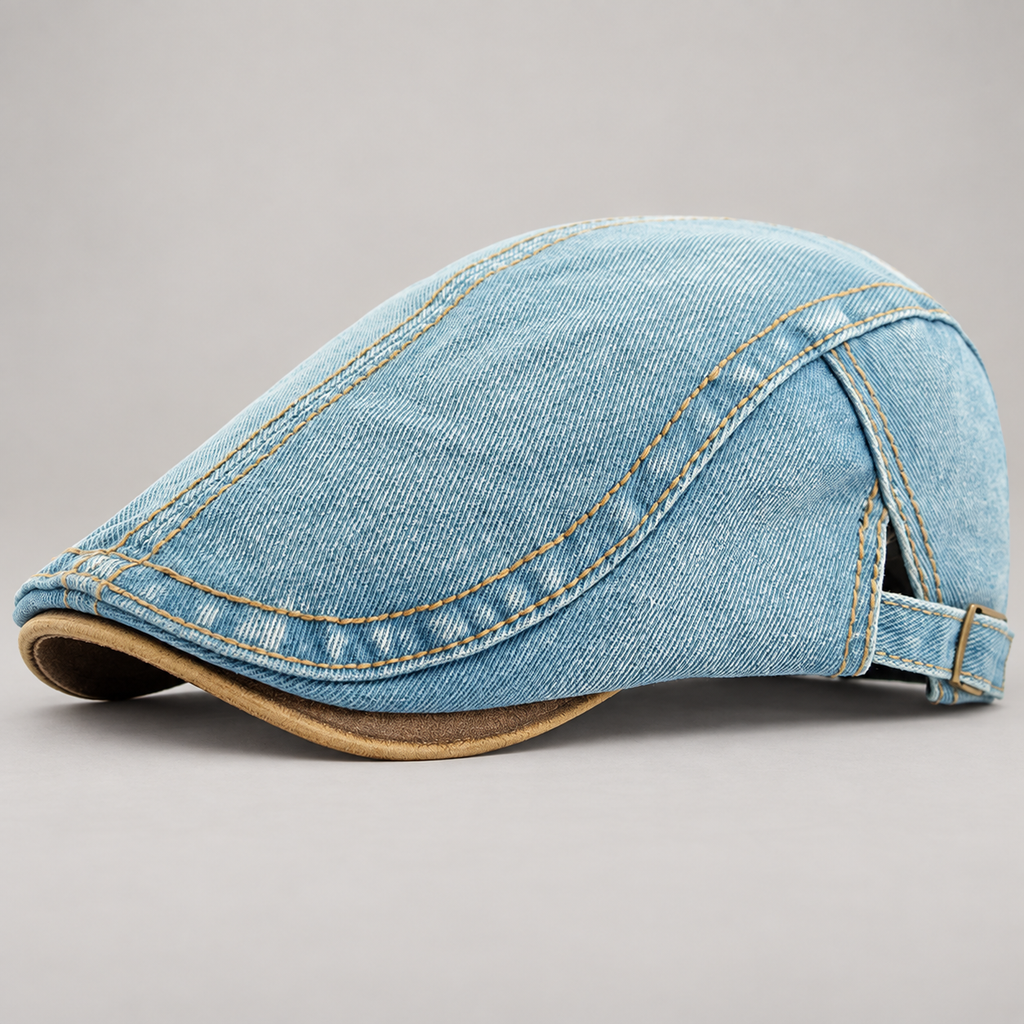 Nolan Washed Denim Flat Cap