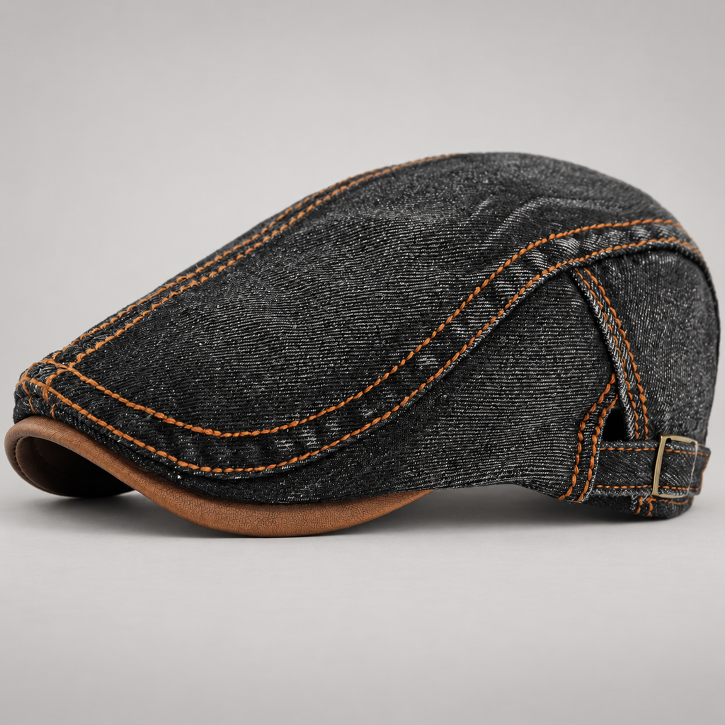 Nolan Washed Denim Flat Cap