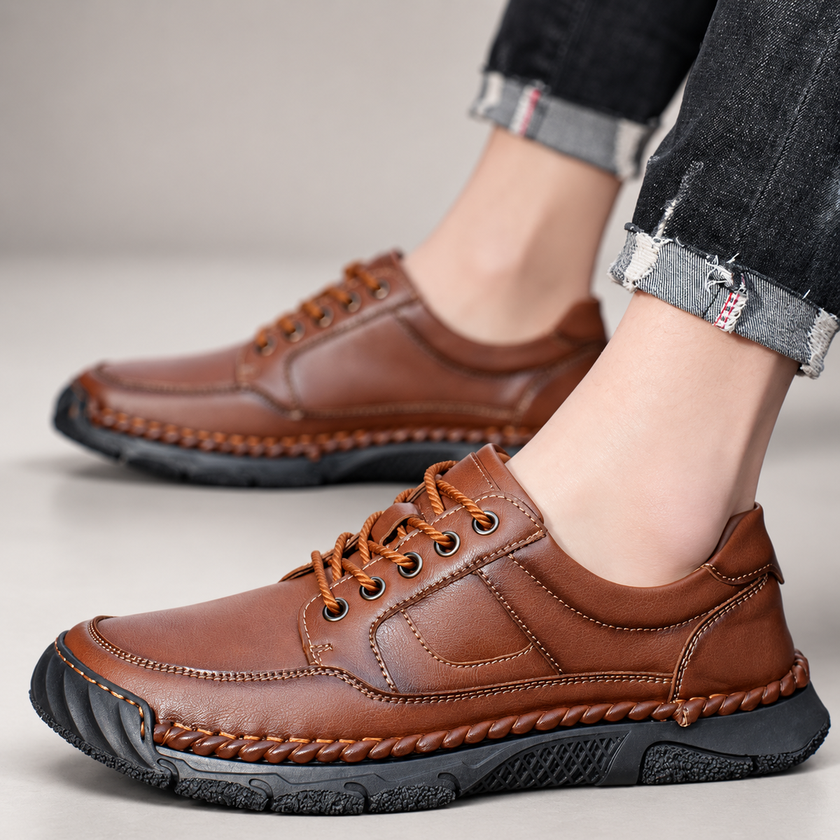Nolan Men’s Leather-Look Lace-Up Casual Walking Shoes