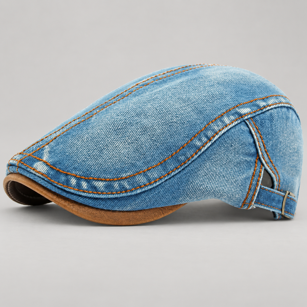 Nolan Washed Denim Flat Cap