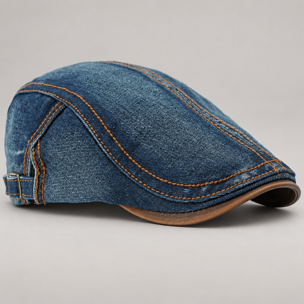 Nolan Washed Denim Flat Cap