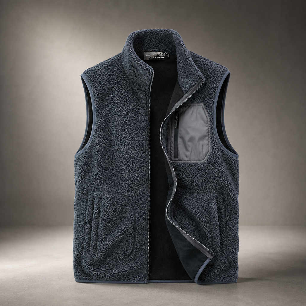 Nolan Men's Sherpa Fleece Vest – Full Zip Utility Winter Vest