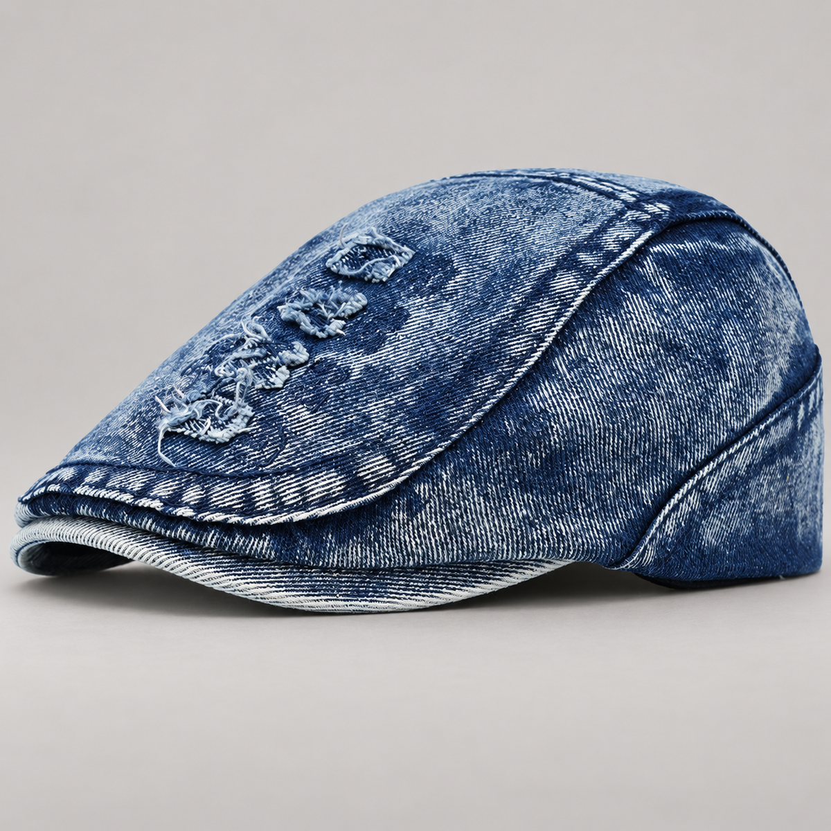 Octavian Men’s Distressed Denim Flat Cap