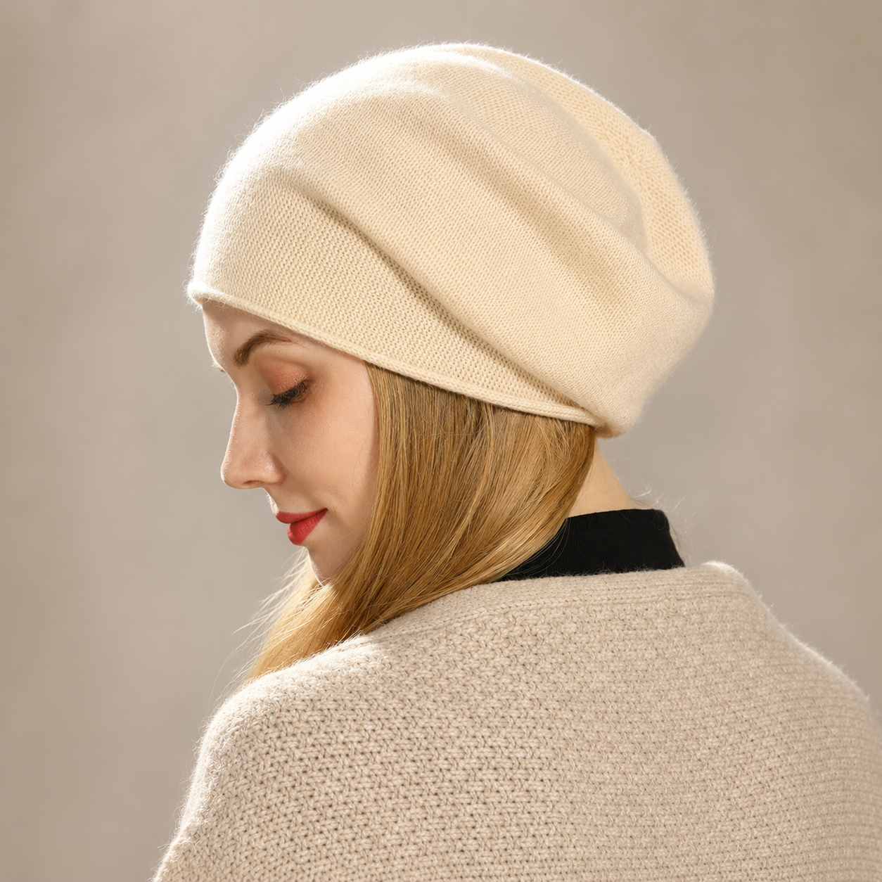 Olivia Cashmere Wool Knit Beanie