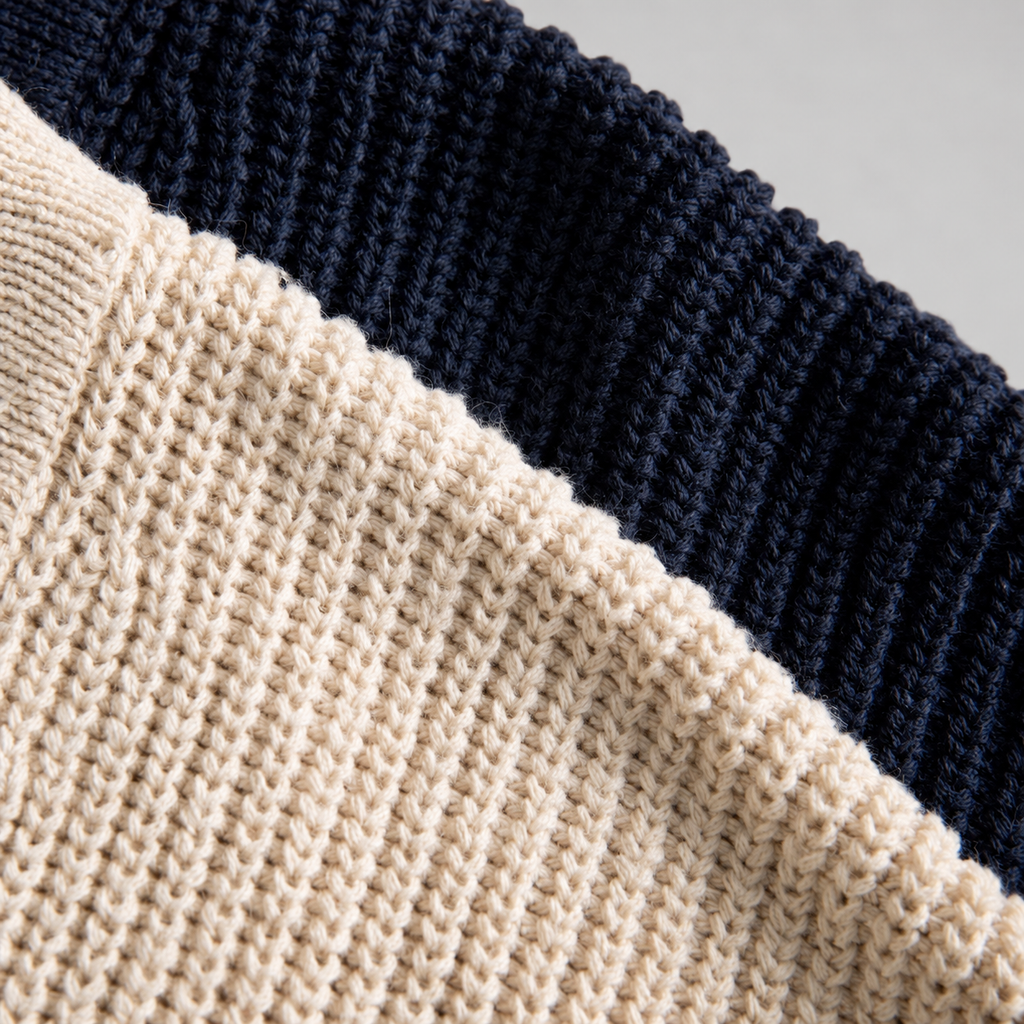 Oscar Men’s Ribbed V-Neck Cardigan with Contrast Elbow Patches