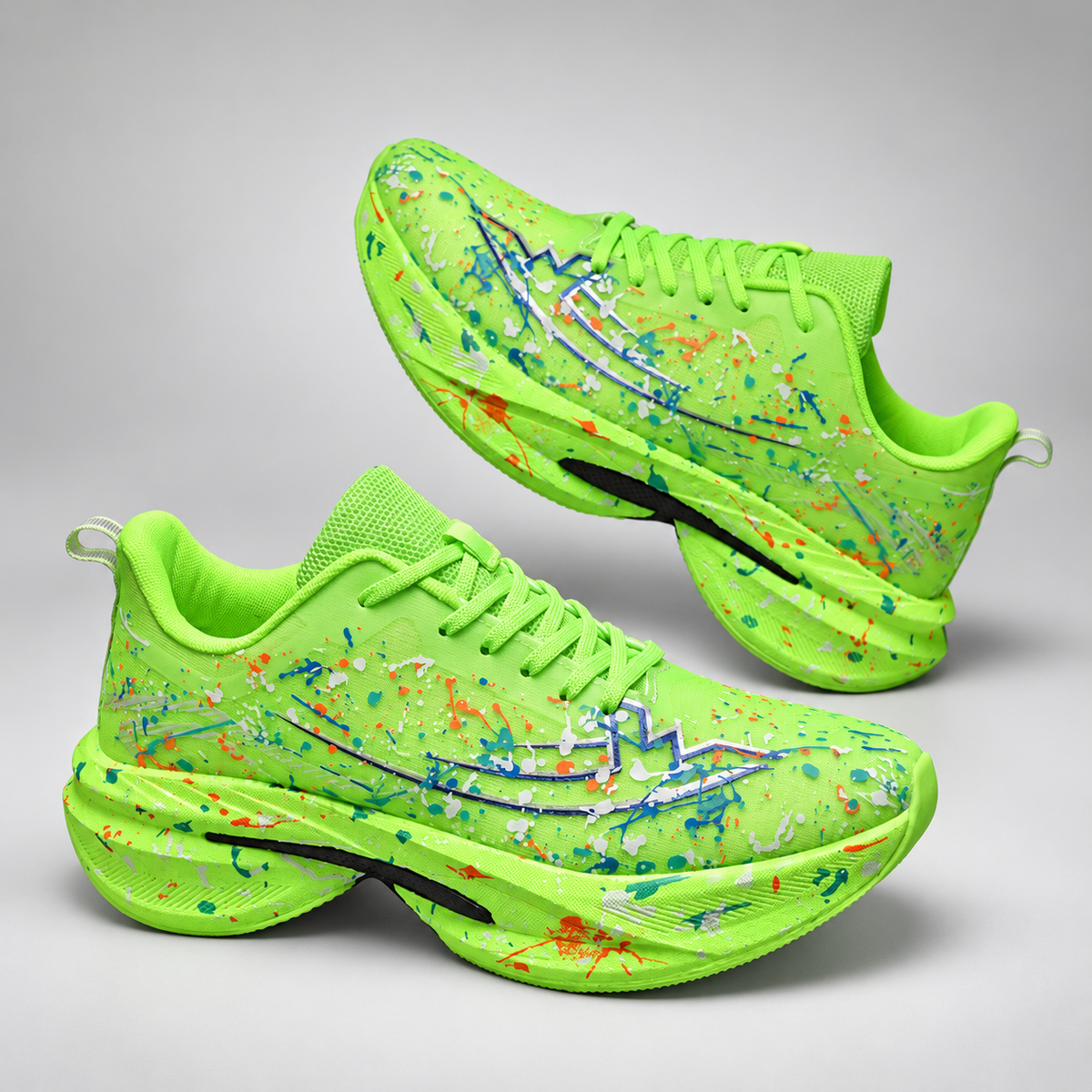 Hype Paint-Splatter Lace-Up Sneakers with Sculpted Soles