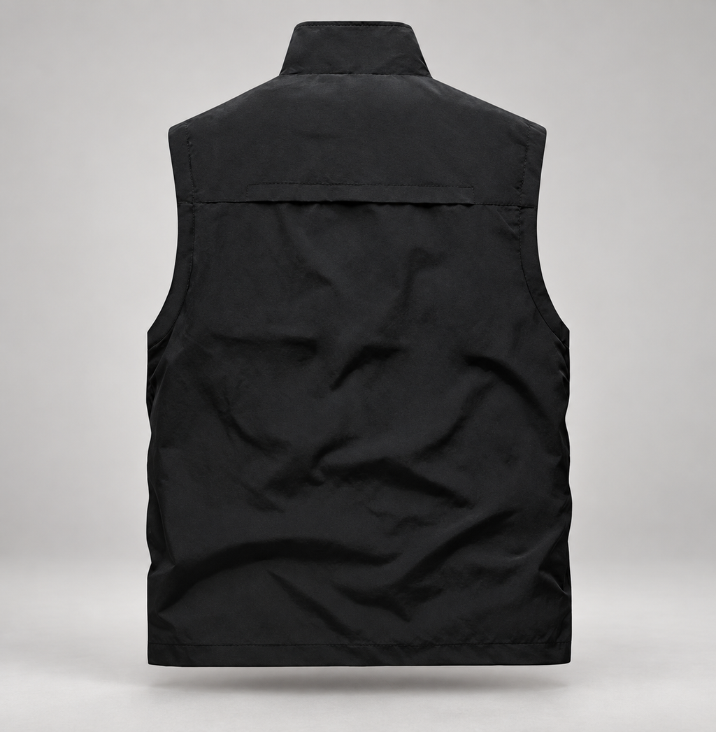 Pascal Men’s Multi-Pocket Zip-Up Utility Vest with Mesh Lining