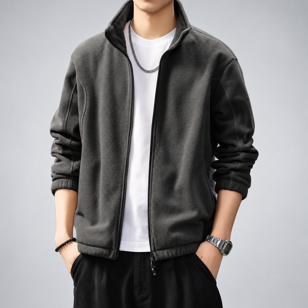 Valerian Men's Stand-Collar Jacket with Textured Finish