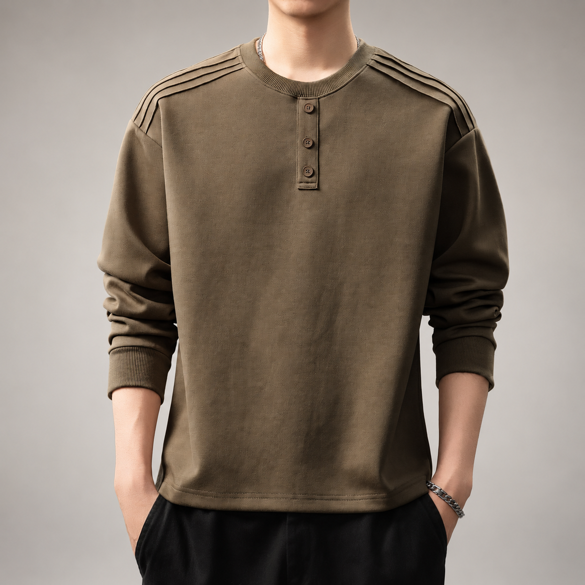 Oswin Men’s Long Sleeve Henley Shirt