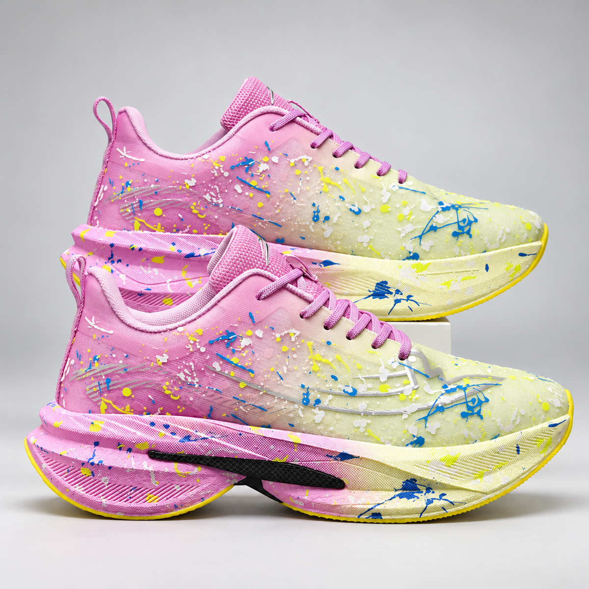Hype Paint-Splatter Lace-Up Sneakers with Sculpted Soles