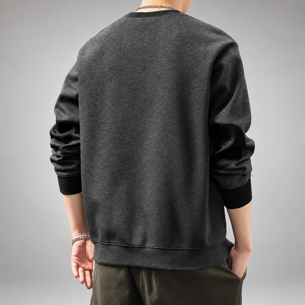 Tobin Ellery Men’s Crewneck Sweatshirt with Contrast Ribbed Trim