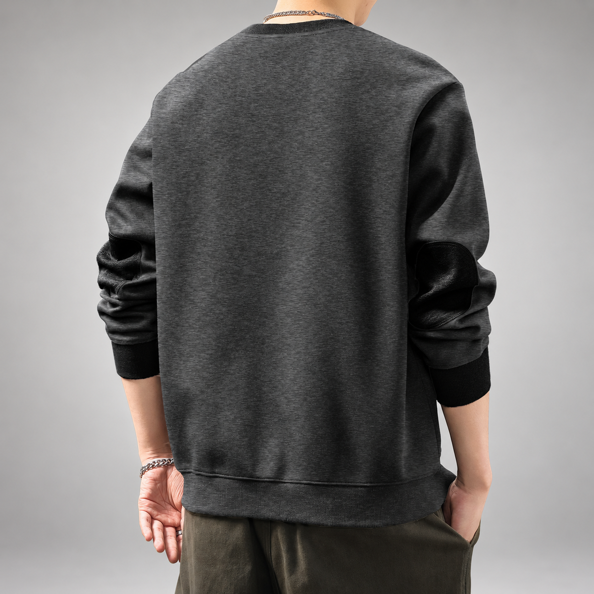 Tobin Ellery Men’s Crewneck Sweatshirt with Contrast Ribbed Trim