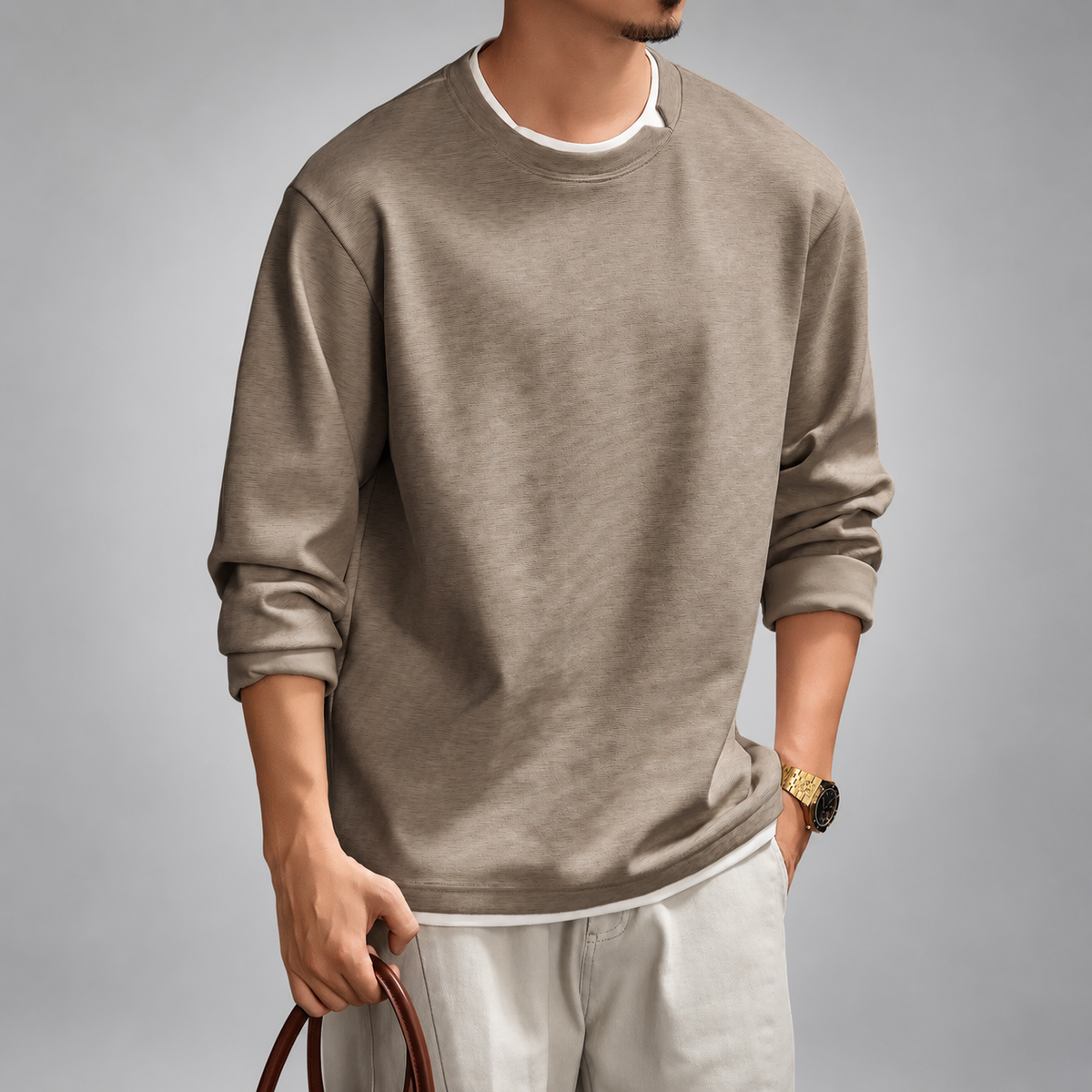 Tiberio Men's Long Sleeve Crewneck Pullover