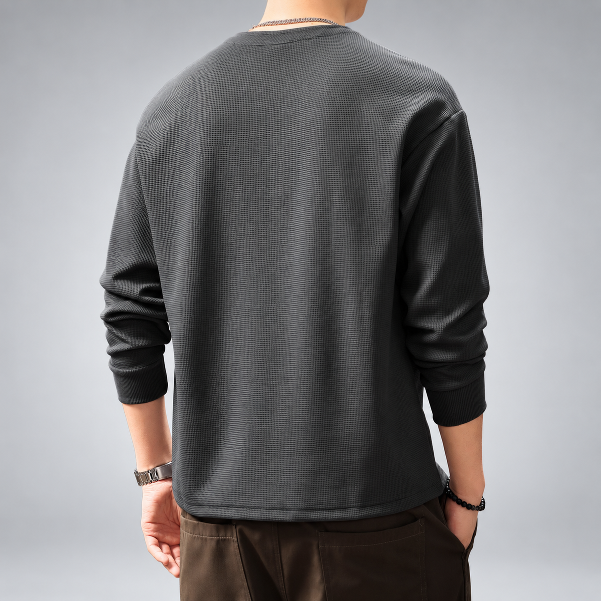 Louis Men's Four-Button Henley Shirt with Ribbed Cuffs